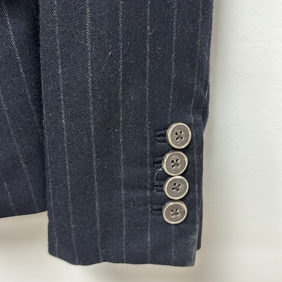 BANANA REPUBLIC Navy blue striped wool jacket rn 54023 stretch size 0 - Picture 2 of 12